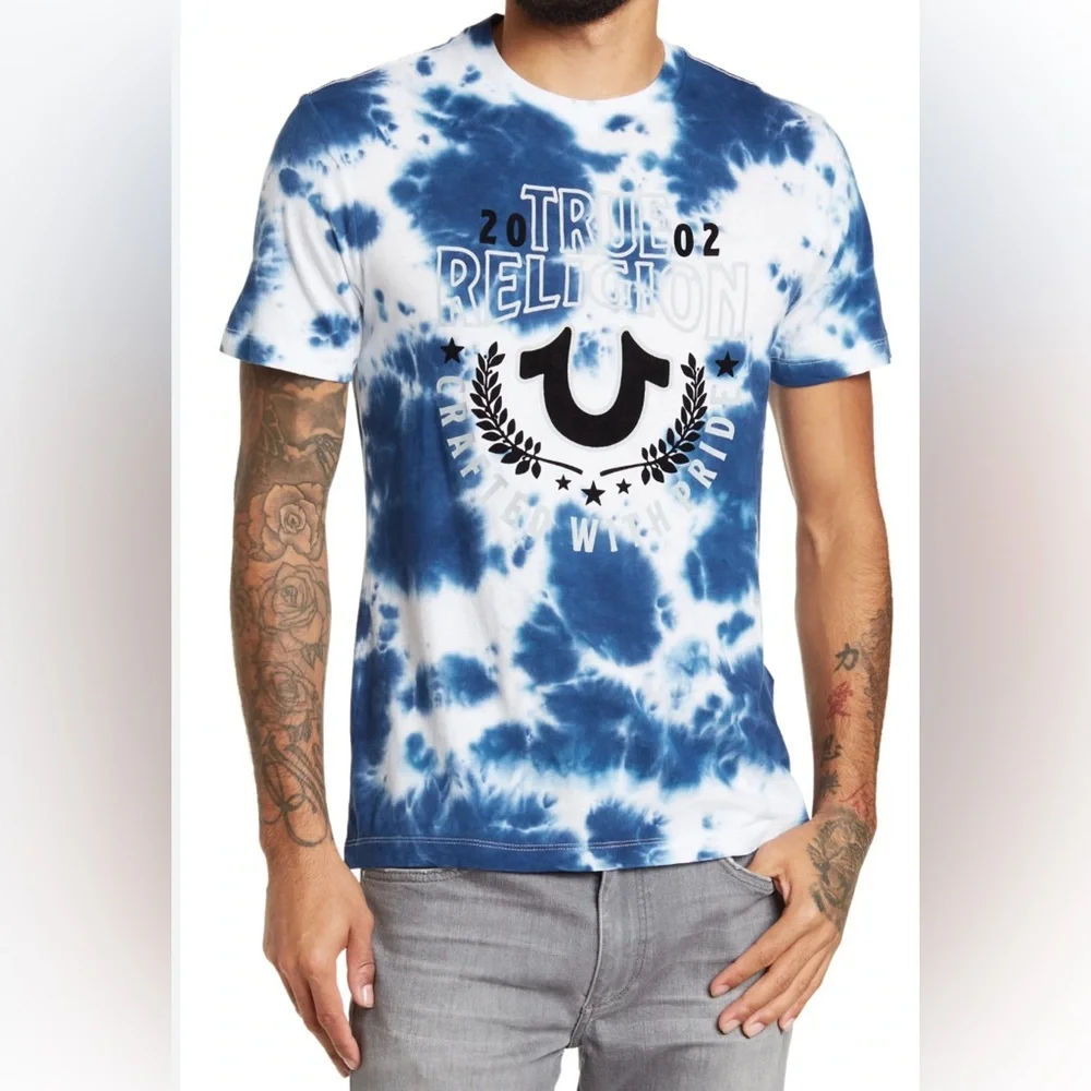 True Religion Blue Tie-Dye Men's Shirt Size Large